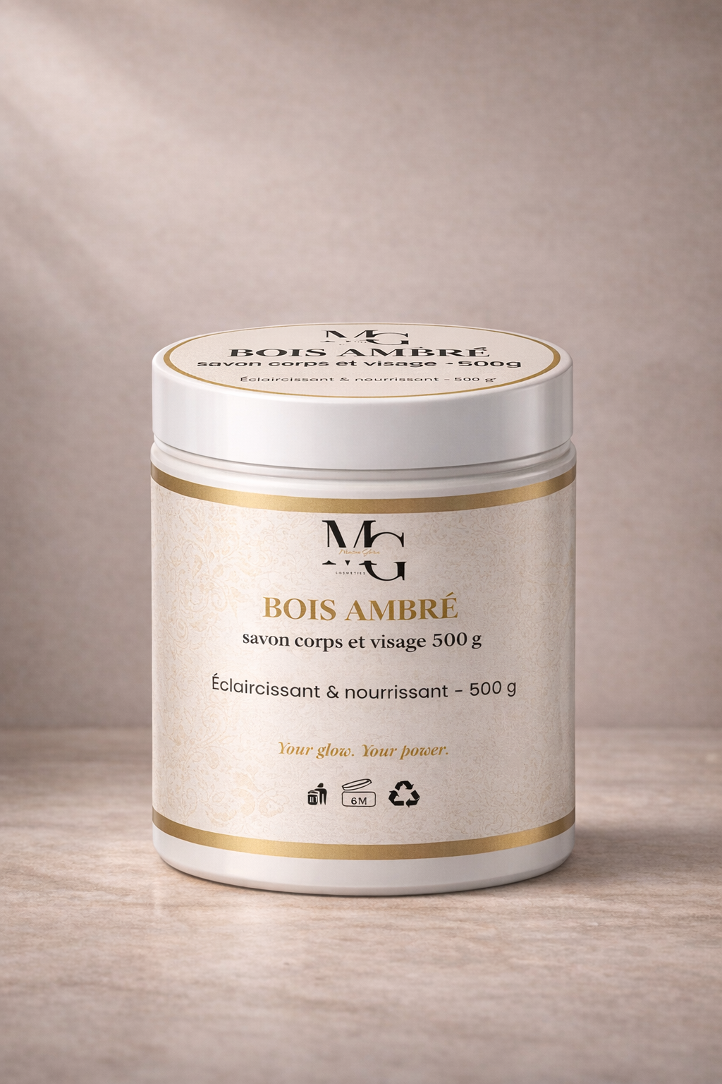Savon éclat signature Bois Ambré 500 g pour peaux noires et métissées — Maison Gloria
