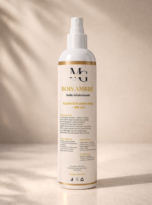 Texture et application de l'huile précieuse booster glow Bois Ambré — Maison Gloria