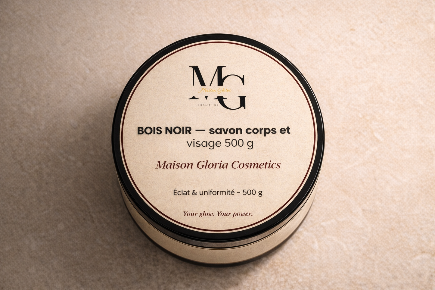 Savon purifiant Bois Noir Maison Gloria — vue du packaging