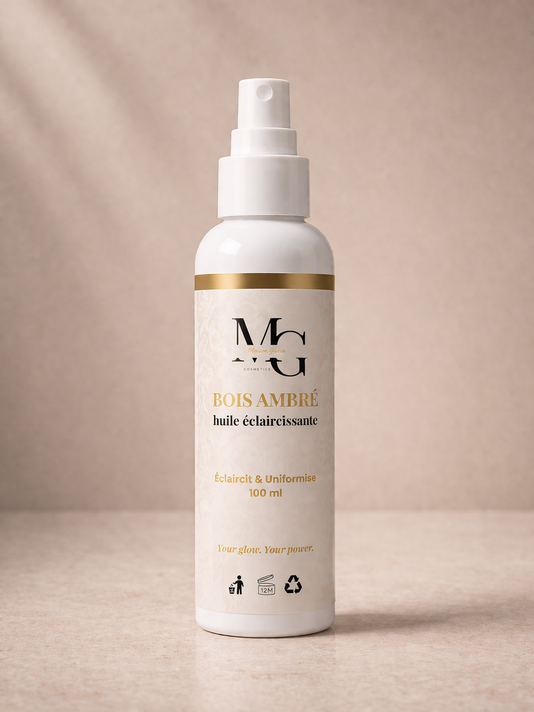 Huile précieuse booster glow Bois Ambré 50 ml pour peaux noires et métissées — Maison Gloria